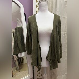 Joseph Olive Open-Front Draped Cardigan